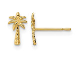 Small Palm Tree Charm Earrings in Polished 14K Yellow Gold